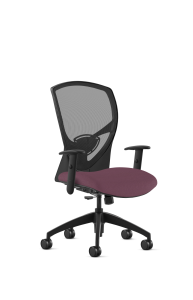 9to5 Seating Theory Mid-Back 300 LB Office Chair, Mesh Back, Upholstered Seat, Simple Synchro Control, Black Two-Way Adjustable Arms