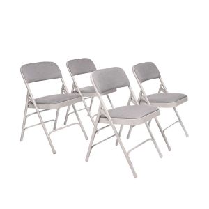 4 PACK HUSKY Seating® 500 LB Fabric Padded Heavy Duty Folding Chair - Gray