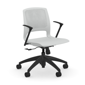9to5 Seating Dash 300 LB Swivel Tilt Task Chair with Plastic Back, Black Arms
