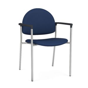 Lesro Chat 300 LB Heavy Duty Reception and Waiting Room Round Back Guest Chair with Upholstered Seat & Back and Metal Frame