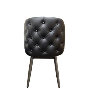 Amata 300 LB Metal Frame Chair - Driftwood Faux Woodgrain Frame Finish - Black Vinyl Tufted Bucket Seat
