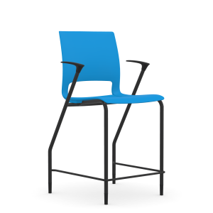 9to5 Seating Vox 300 LB Counter Height Stool, Plastic Back, Black Arms