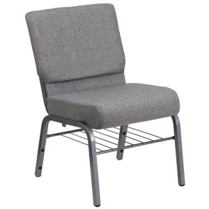 HUSKY Seating® 800 LB Heavy Duty Auditorium Chair with Ganging & Book Rack - 21" Wide - Gray