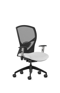 9to5 Seating Theory Mid-Back 300 LB Office Chair, Mesh Back, Upholstered Seat, Synchro-Tilt Control, Silver Two-Way Adjustable Arms