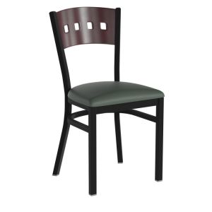 HUSKY Seating Mahogany Wood Four Square Back 500 LB Restaurant Chair-Green