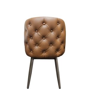 Amata 300 LB Metal Frame Chair - Driftwood Faux Woodgrain Frame Finish - Buckskin Vinyl Tufted Bucket Seat