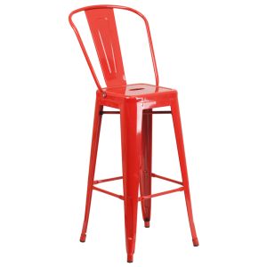 HUSKY Seating 500 LB 30" Indoor-Outdoor Metal Bar Stool-Red