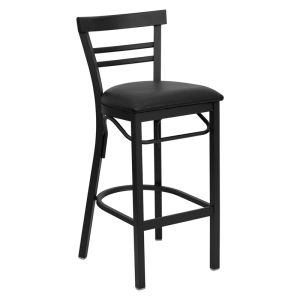 HUSKY Seating Heavy Duty 500 LB Restaurant Bar Stool with Mid-Back & Padded Seat-Black
