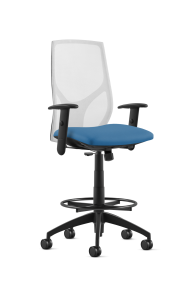 9to5 Seating Vault Mesh Mid-Back Counter Height 300 LB Office Stool, Adjustable Back, Seat Slider, Simple Synchro Tilt Control, 4-Way Adjustable Black Arm