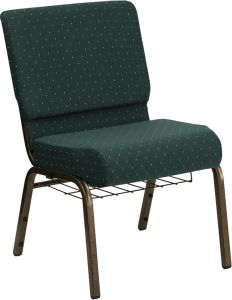HUSKY Seating® 800 LB Heavy Duty Auditorium Chair with Ganging & Book Rack - 21" Wide-Dark Green