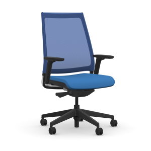 9to5 Seating Luna High Back Office Chair with Upholstered Seat and Mesh Back, Advanced Weight Balanced Synchro-Tilt Control, and Four Way Adjustable Armrests