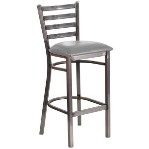 HUSKY Seating Ladder Back Commercial 500 LB Bar Stool with Steel Finish-Custom Vinyl
