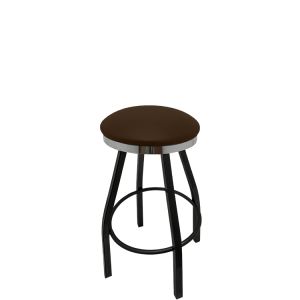 Heavy Duty SlimLine 500 LB Button Top Swivel Bar Stool with Black Powder Coat Frame & Chrome Seat Ring - Espresso Vinyl