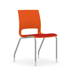 9to5 Seating Vox 300 LB Four Leg Stacking Guest Chair, Upholstered Seat, Armless