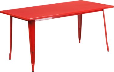 HUSKY Seating® 31.5" W X 63" L Rectangular Metal Indoor-Outdoor Restaurant Table-Red