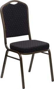 HUSKY Seating® 500 LB Commercial Fabric Banquet Stacking Chair with Gold Vein Frame-Black
