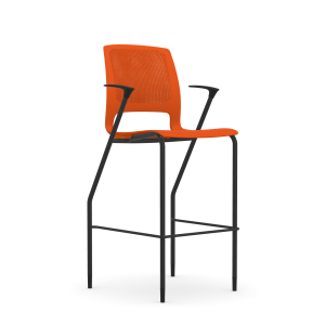 9to5 Seating Dash 30" Bar Height 300 LB Stool with Black Frame and Arms