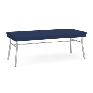 Lesro Chat 550 LB Reception and Waiting Room 2 Seat Bench with Upholstered Seat and Metal Frame