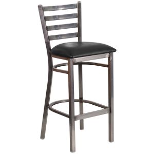 HUSKY Seating Ladder Back Commercial 500 LB Bar Stool with Steel Finish-Black