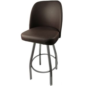 Heavy Duty 500 LB Swivel Bucket Bar Stool with Clear Coat Frame - Espresso Vinyl