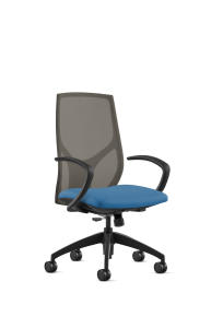 9to5 Seating Vault Mesh Mid-Back 300 LB Office Chair, Adjustable Back, Seat Slider, Simple Synchro-Tilt Control, Black Soft Touch C Shape Arms