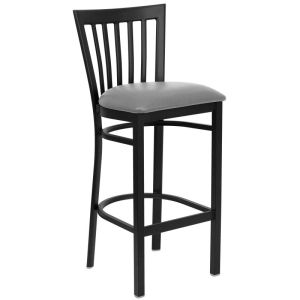 HUSKY Seating Heavy Duty 500 LB Restaurant Bar Stool with School House Back & Padded Seat-Custom Vinyl