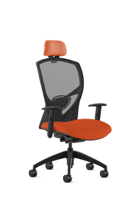 9to5 Seating Theory High-Back 300 LB Executive Office Chair, Mesh Back, Upholstered Seat, Synchro-Tilt Control, Black Two-Way Adjustable Arms
