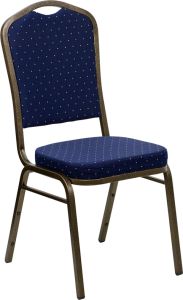 HUSKY Seating® 500 LB Commercial Fabric Banquet Stacking Chair with Gold Vein Frame-Navy Blue Version 2