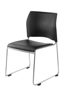 4 PACK NPS 8700 Series Cafetorium Vinyl Stack Chair-Black