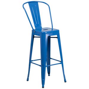 HUSKY Seating 500 LB 30" Indoor-Outdoor Metal Bar Stool-Blue