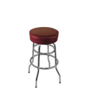 Heavy Duty 500 LB Button Top Swivel Bar Stool with Double Rung Chrome Frame - Wine Vinyl