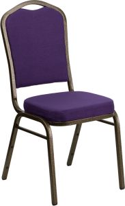 HUSKY Seating® 500 LB Commercial Fabric Banquet Stacking Chair with Gold Vein Frame-Purple