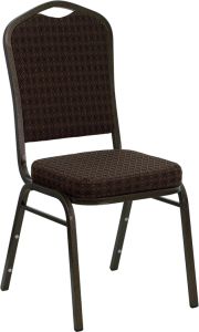 HUSKY Seating® 500 LB Brown Fabric Crown Back Banquet Chair with Gold Vein Frame