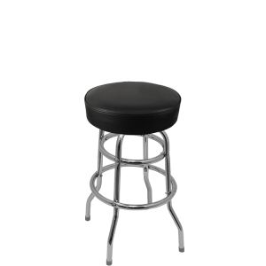 Heavy Duty XL Series 500 LB Oversized Button Top Swivel Bar Stool with Double Rung Chrome Frame - Black Vinyl