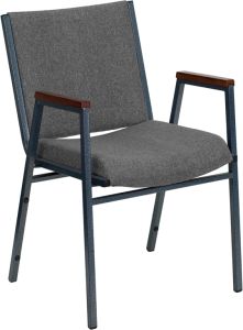 HUSKY Seating® 550 LB Commercial Stack Chair with Overstuffed Fabric Seat and Arms-Gray