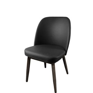 Amata 300 LB Metal Frame Chair - Driftwood Faux Woodgrain Frame Finish - Black Vinyl Standard Bucket Seat