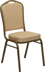 HUSKY Seating® 500 LB Commercial Fabric Banquet Stacking Chair with All Gold Frame-Beige