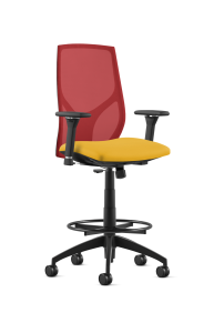 9to5 Seating Vault Mesh Mid-Back Bar Height 300 LB Office Stool, Adjustable Back, Seat Slider, Simple Synchro Tilt Control, 8-Way Adjustable Arm