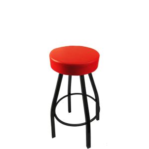 Heavy Duty 500 LB Button Top Swivel Bar Stool with Black Powder Coat Frame - Red Vinyl