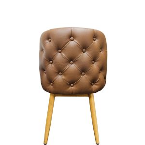 Amata 300 LB Metal Frame Chair - Natural Clear Coat Faux Woodgrain Frame Finish - Buckskin Vinyl Tufted Bucket Seat
