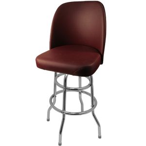 Heavy Duty 500 LB Swivel Bucket Bar Stool with Double Rung Chrome Frame - Wine Vinyl
