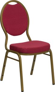 HUSKY Seating® 500 LB Teardrop Stacking Banquet Restaurant Chair with Fabric Upholstery-Burgundy