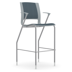 9to5 Seating Vox 300 LB Bar Height Stool, Fully Upholstered, Cloud Gray Arms