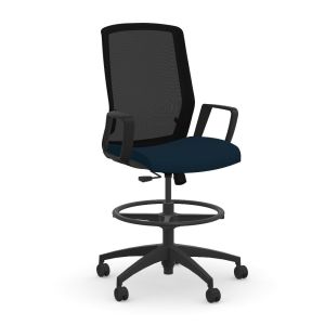 9to5 Seating Neo 300 LB Mesh Mid-Back Bar Height Office Stool with Simple Synchro-Tilt Control and Loop Arms