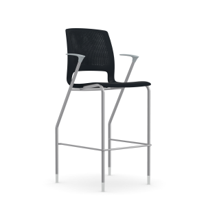 9to5 Seating Dash 30" Bar Height 300 LB Stool with Silver Frame and Gray Arms