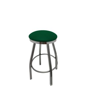 Heavy Duty SlimLine 500 LB Button Top Swivel Bar Stool with Clear Coat Frame & Chrome Seat Ring - Hunter Green Vinyl