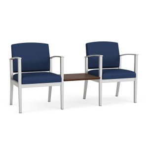 Lesro Amherst Steel 300 LB Heavy Duty 2 Chairs with Connecting Center Table
