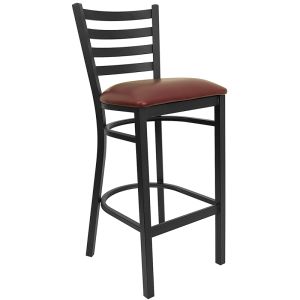 HUSKY Seating Heavy Duty 500 LB Restaurant Bar Stool with Ladder Back-Burgundy