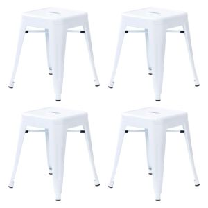 4 PACK - HUSKY Seating 250 LB 18" Table Height Stackable Backless Metal Indoor Restaurant Stool - White