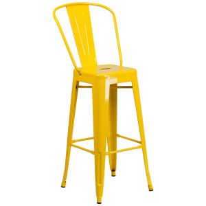 HUSKY Seating 500 LB 30" Indoor-Outdoor Metal Bar Stool-Yellow
